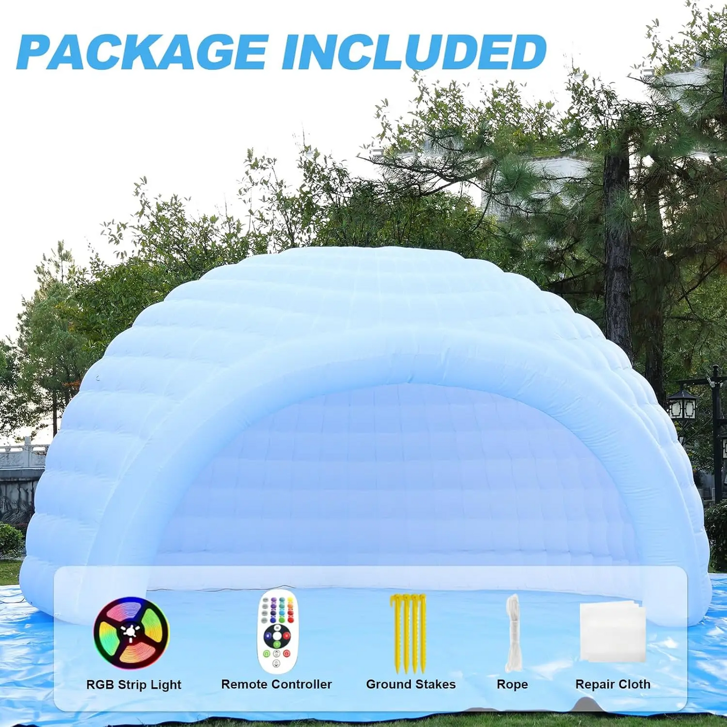 White Inflatable Dome Tent Outdoor Lighting Igloo Camping Party Festival W/ Blower & Warranty