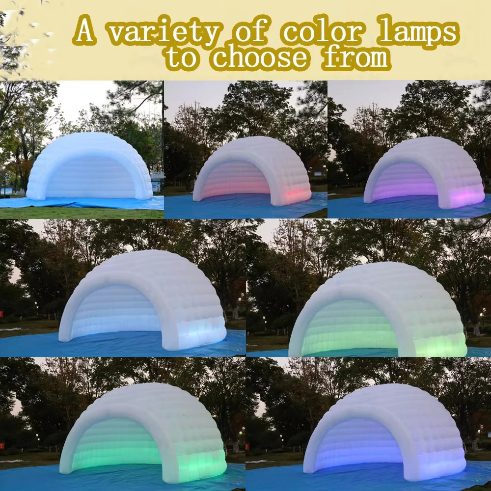 White Inflatable Dome Tent Outdoor Lighting Igloo Camping Party Festival W/ Blower & Warranty