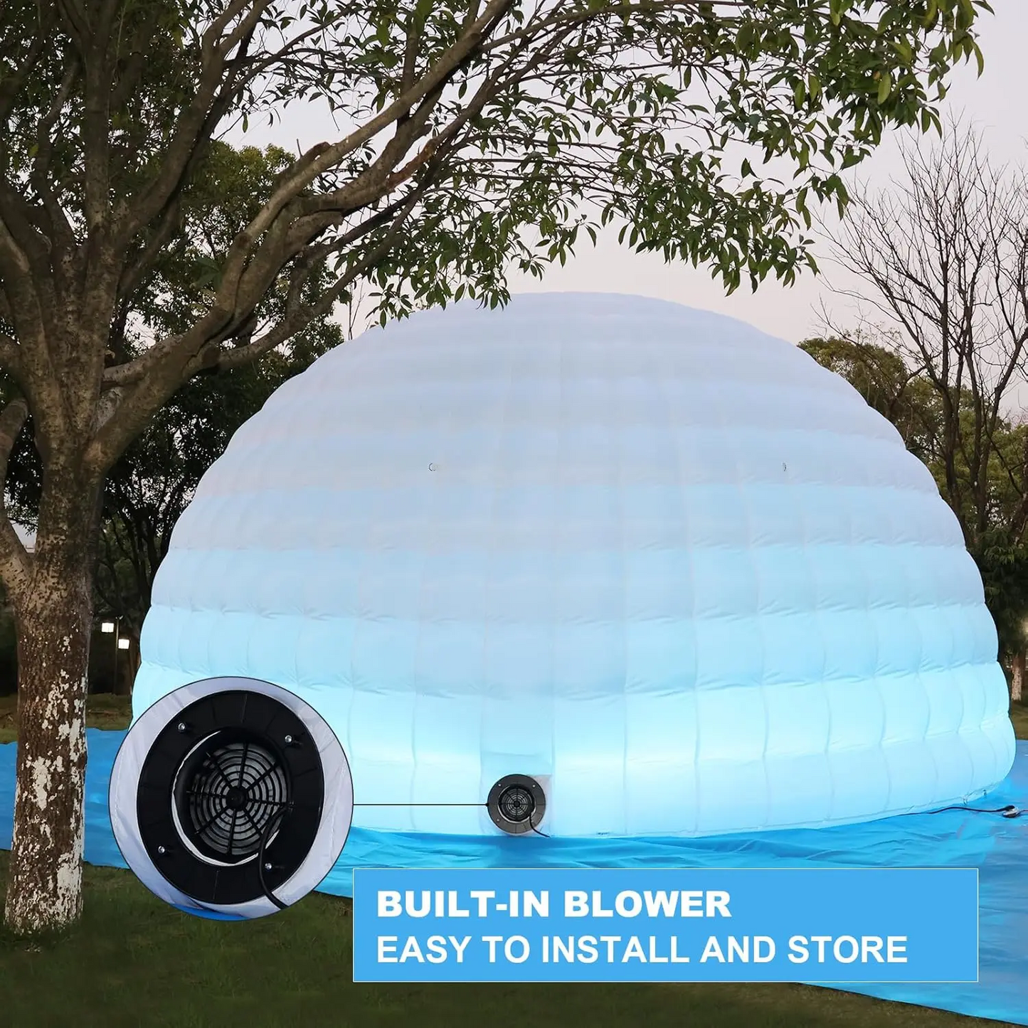 White Inflatable Dome Tent Outdoor Lighting Igloo Camping Party Festival W/ Blower & Warranty