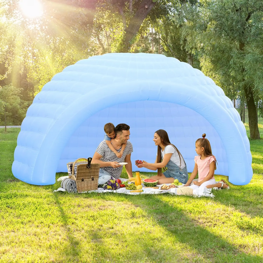 White Inflatable Dome Tent Outdoor Lighting Igloo Camping Party Festival W/ Blower & Warranty