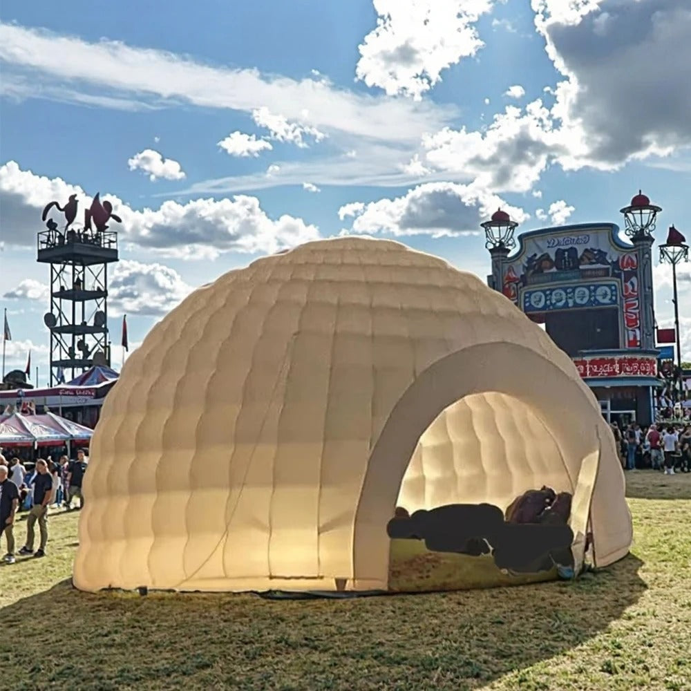 White Inflatable Dome Tent Outdoor Lighting Igloo Camping Party Festival W/ Blower & Warranty